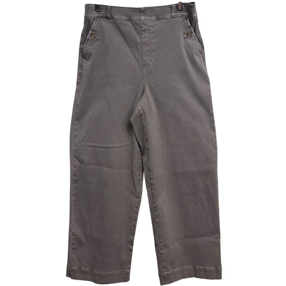 SPANX Pants - Spanx stretch twill cropped Wide Leg Crop Pants Taupe Gray High Rise‎  20312T L